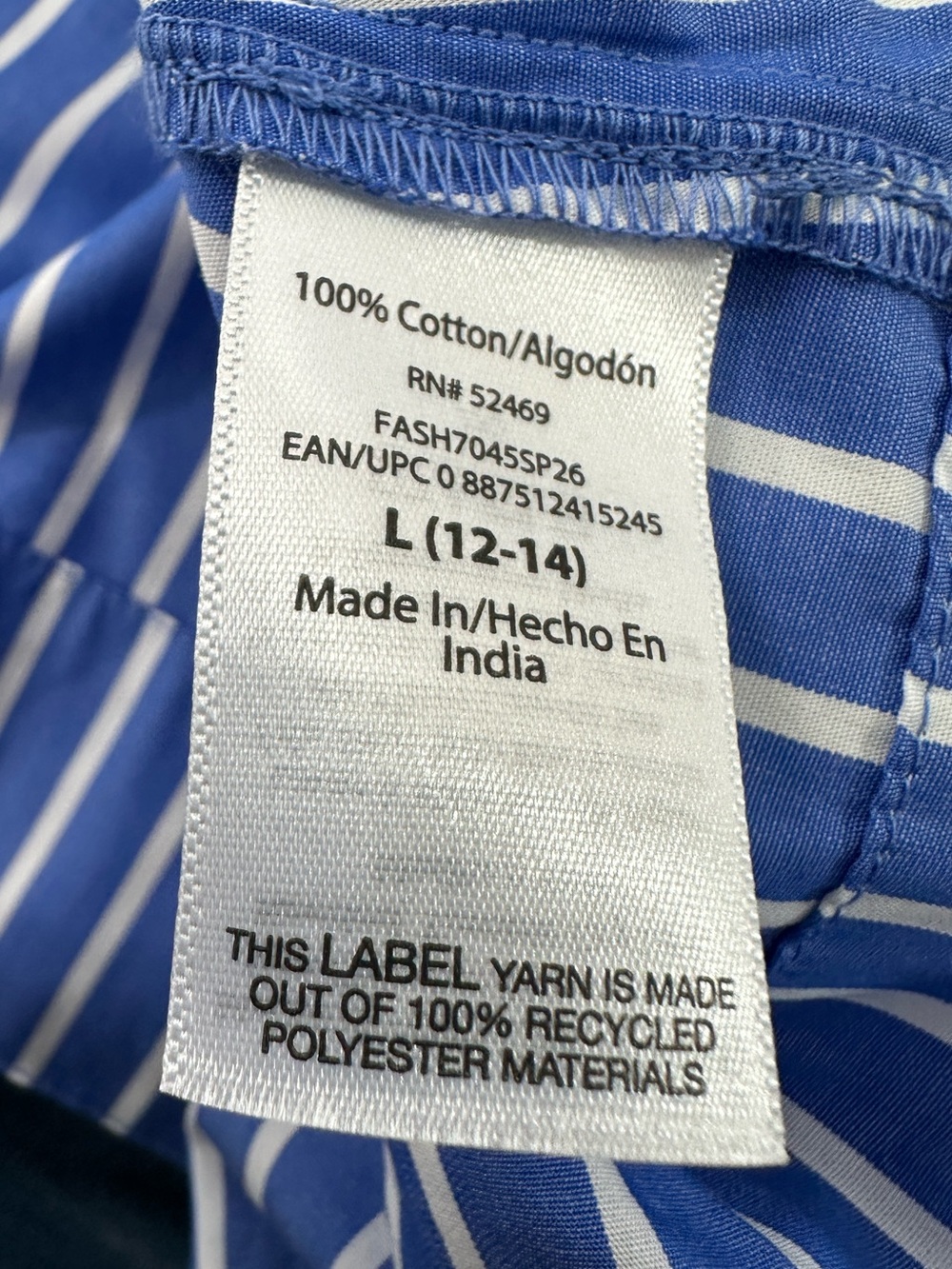 Free Assembly Striped Cotton Midi Shirt Dress Blue White Belted Modest Preppy L - Picture 13 of 14